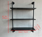 Industrial Pipe Shelf Shelving Bookcase, Wall Mounted Rustic Bookshelf, Floating Bookshelves for Wall,Retro Wood Metal Pipe Industrial Shelves for Living Room