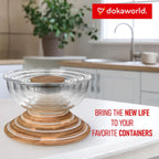 Glass Mixing Bowls Acacia Lids - (Bowls Not Included) Lids are compatible with all Glass Mixing Bowls Set
