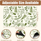 Green Leaf Coffee Mat Herb Dish Drying Mat for Kitchen Counter Hide Stain Rubber Backed Absorbent Coffee Bar Accessories Fit Under Espresso Machine Cafe Table, 11.8 x 19.7 Inch