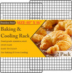 2PCS Cooling Racks for Cooking and Baking - 10" x 16"Heavy Duty Stainless Steel Wire Rack for Baking, Grilling, Roasting - Oven & Dishwasher Safe - Fits Half Sheet Pan（Black）