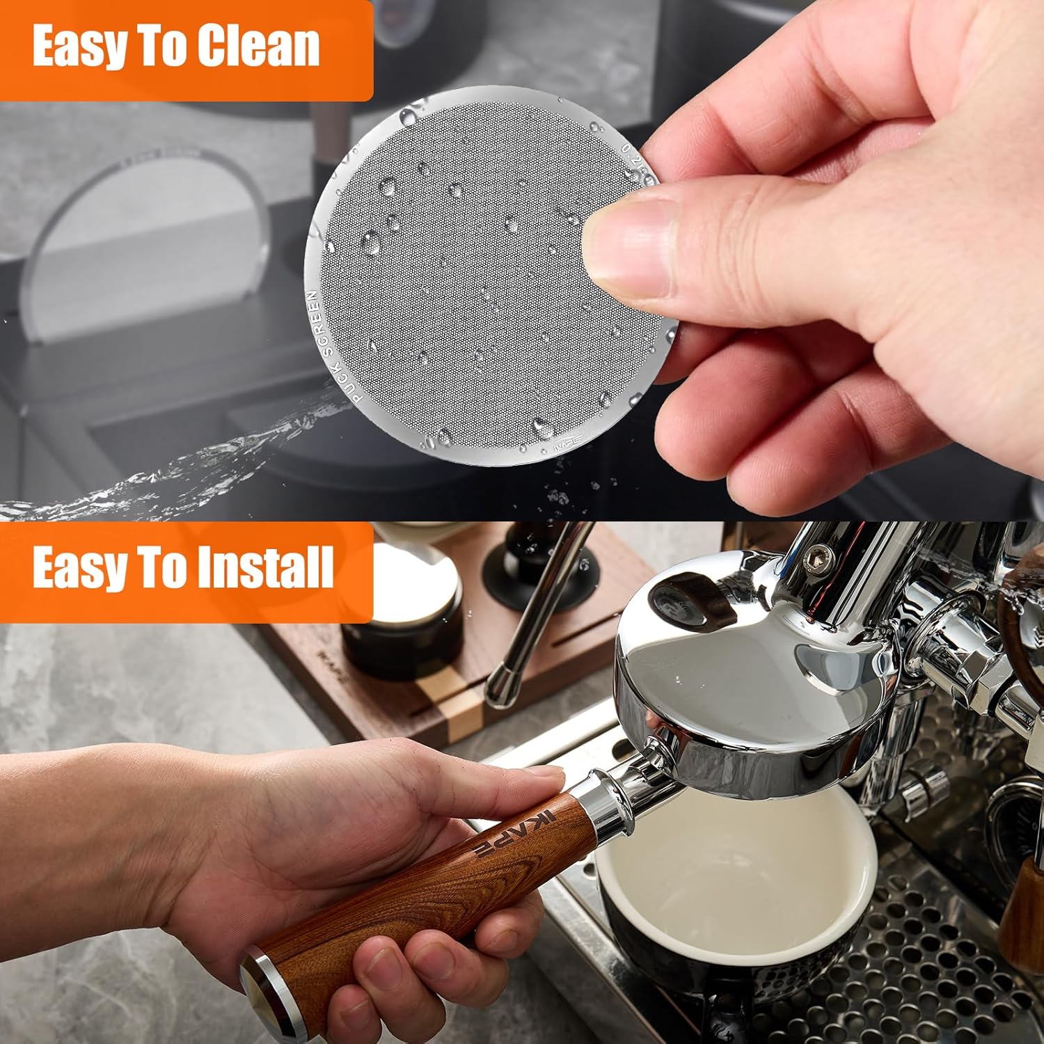IKAPE 51mm 2pc Espresso Puck Screen, 0.2mm Thickness, Reusable Metal Ultra-thin & Ultra-light Coffee Filters, Food-grade 316 Stainless Steel Coffee Puck Screen for Espresso Baristas