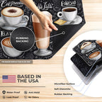 Dish Drying Mat Super Absorbent – 12" x 18" Coffee Mat for Countertops – Non-Slip Drying Mat for Kitchen Counter – Easy to Clean Water Absorbent Mat – Quick Dry Dish Drying Mats (Americano)