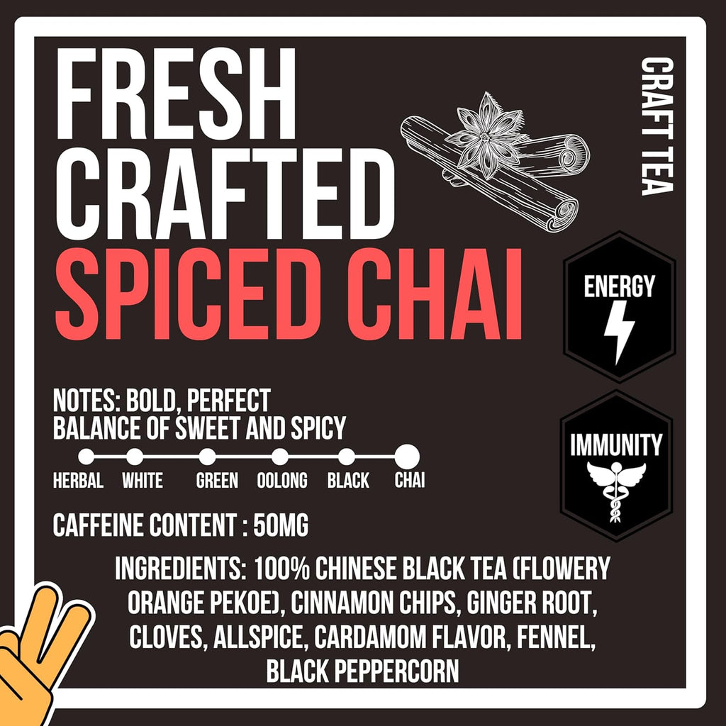 Revival Tea Company Fresh Crafted Spiced Chai Tea - Black Tea Blend with Fresh Spiced Chai Flavor - Loose Leaf 8 Ounces