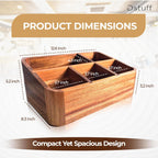 Dstuff Acacia Wood Coffee Station Organizer for Countertop, Tea Organizer and Holder, Coffee Bar Caddy with Multiple Compartments for Home and Office Decor
