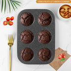 Muffin Cupcake Pan, Muffin Tins Nonstick 6, Muffin Top Cookie Cheese Cake Pan for Baking, Toast Oven Baking Supplies Small Cake Pans Muffin Cups Non Stick
