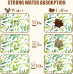 Dish Drying Mat Watercolor Green Leaves Coffee Bar Mat for Countertop Absorbent Hide Stain Rubber Backed Dish Drainer Rack Pad Espresso Machine Cafe Table Decor 15.7 x 23.6 Inch