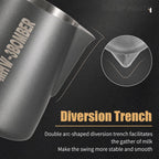 MHW-3BOMBER Milk Frothing Pitcher, 16oz/450ml Milk Frother Cup for Barista, SUS304 Stainless Steel Espresso Steaming Pitchers for Milk/Coffee/Latte Art, Matte Black, P3025B-OS