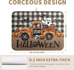 Halloween Buffalo Plaid Dish Drying Mat Fall Pumpkin Rustic Large Kitchen Mats Dish Drying Pad Absorbent Dish Dryer Mat for Kitchen Countertops Microfiber Drainer Pad Dish Drying Mats (18x24 in)