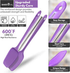 Silicone Spatula Set - 4-Piece Rubber Spatulas Silicone Heat Resistant 600°F for Everyday Task - Seamless Design Kitchen Spatulas for Nonstick Cookware - Purple