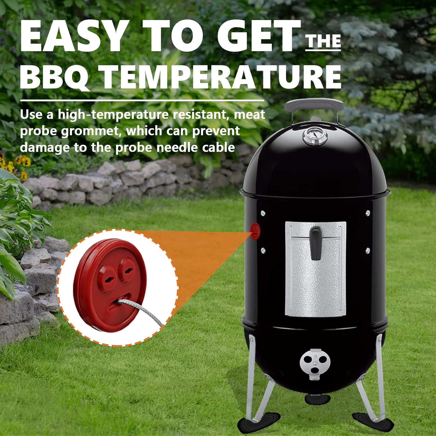 4 Pack Thermometer Meat Probe Red Grommet for Grills, Compatible with Weber 85037 Smokey Mountain Cookers Accessories, and Other Smoer DIY Thermometer Sensor Port