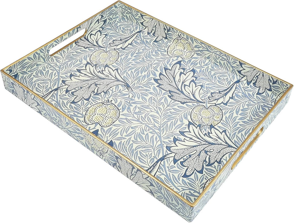 Rectangle Plastic Serving Tray with Handles, Elegant Decorative Tray for Coffee Table, Ottoman, Living Room, Kitchen, and Outdoor Use. 12"*16"*1.6" F