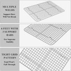 Baking Sheet with Cooling Rack Set [2 Sheets + 2 Racks], Deedro Stainless Steel Cookie Half Sheets Baking Pan Oven Tray with Rack, 16 x 12 x 1 Inch, Heavy Duty, Non-toxic, Dishwasher Safe