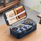 Travel tea set,Portable ceramic tea set,Chinese tea set,Tea sets for adults,Tea pot sets,Portable Travel Bag,Home,Gifting,Outdoor and Office,茶具 (Blue)