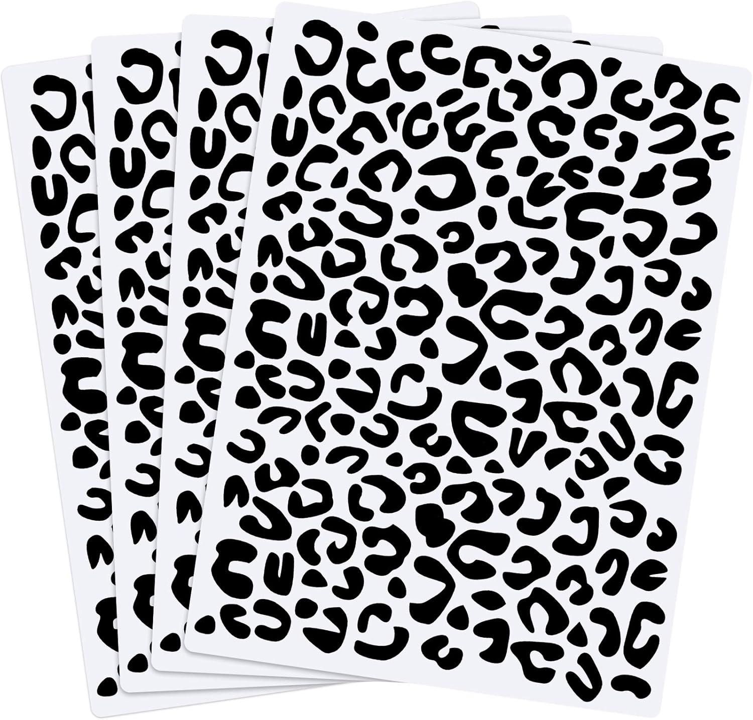 Zonon 4 Pieces Leopard Skin Stencil Reusable Cheetah Paint Stencil Template for Scrapbooking Fabric Drawing Tracing DIY Cake Furniture Wallpaper Floor Decor(5.9 x 8.3 Inch)