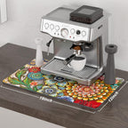 Rnivvi Coffee Mat, 12" x 19" Cute Flower Theme Coffee Bar Mats for Espresso Machine Station Accessories and Organizer, Hide Stain Rubber Backed Absorbent Dish Drying Pad for Kitchen Counter, Mandala