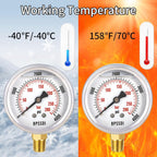 0-4000 Psi Glycerin Liquid Filled Hydraulic High Pressure Gauge, 2.5" Dial Size, 1/4" NPT Lower Mount, 304 Stainless Steel Case, for Water Oil Air Gas Pressure Test