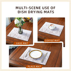 Dish Drying Mat Absorbent Coffee Mat Rubber Backed Soft Silicone Kitchen Drying Mat for Kitchen Bathroom Coffee Bar (Plants, 16 x 24 Inches)