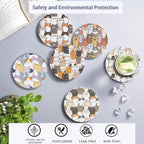 Drink Coasters Set of 6 with Holder, Cute Cats Absorbent Ceramic Coasters with Cork Base,Fit All Cups,Great Gift for Housewarming,Room Decor,Bar,Holiday Party