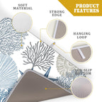 Summer Coastal Dish Drying Mats for Kitchen Counter 16x18 Inch Sea Shells Starfish Drying Mat High Absorbent Reversible Kitchen Mat Blue Coral Ocean Themed Dishes Pad for Countertop Tableware Decor