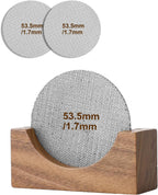 53.5mm Coffee Puck Screen & Walnut Puck Screen Holder, 316 Stainless Steel Espresso Filter for Espresso Portafilter, Professional Tool for Portafilter Filter Basket