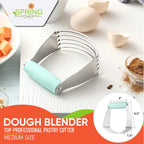 Spring Chef Dough Blender, Top Professional Pastry Cutter, Heavy Duty Baking Tool with Stainless Steel Blades, Medium Size, Mint