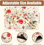 Vintage Flowers Coffee Mat Rose Berries Dish Drying Mat for Kitchen Counter Absorbent Drying Rack Pad Hide Stain Rubber Backed Coffee Bar Accessories Fit Under Espresso Machine, 15.7 x 23.6 Inch