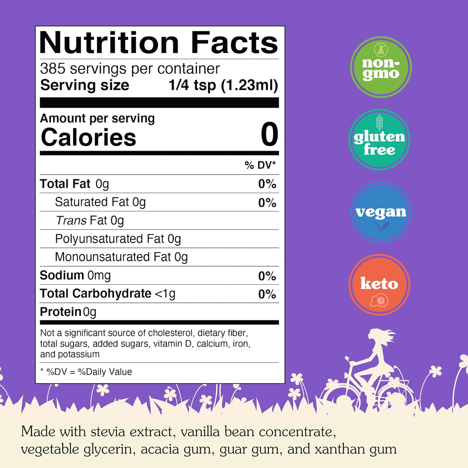 NuNaturals Stevia Syrup, Sugar-Free Sweetener, Plant-Based Sugar Substitute, Zero Calorie, Vanilla Flavor, 16 oz