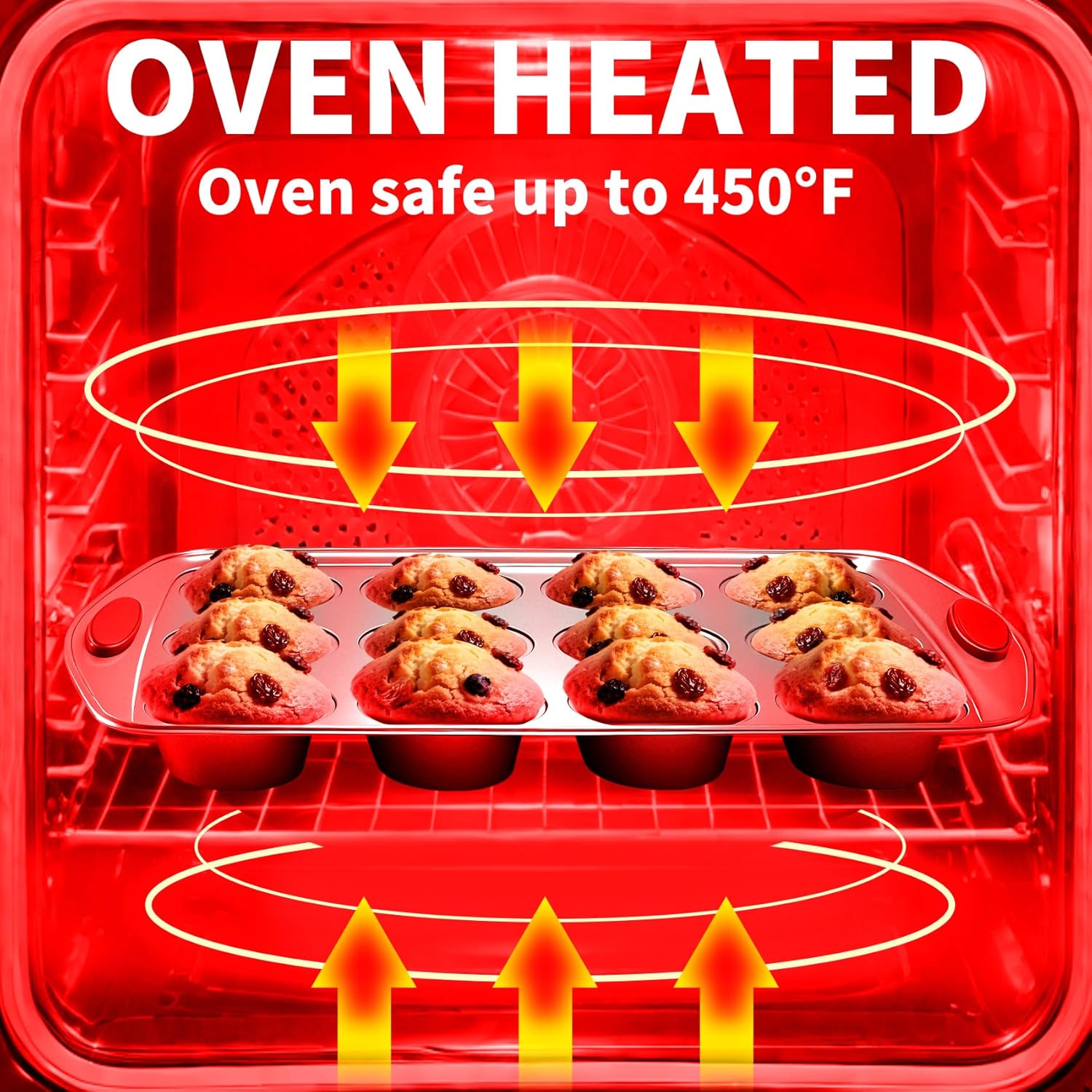 Muffin Pan 6-Cup, 2-Pack Nonstick 6 Tin Cupcake Pan with Silicone Grip Handles, Toaster Oven Baking Supplies Small Cheesecake Cup Cake Tray- Non-toxic & Dishwasher Safe