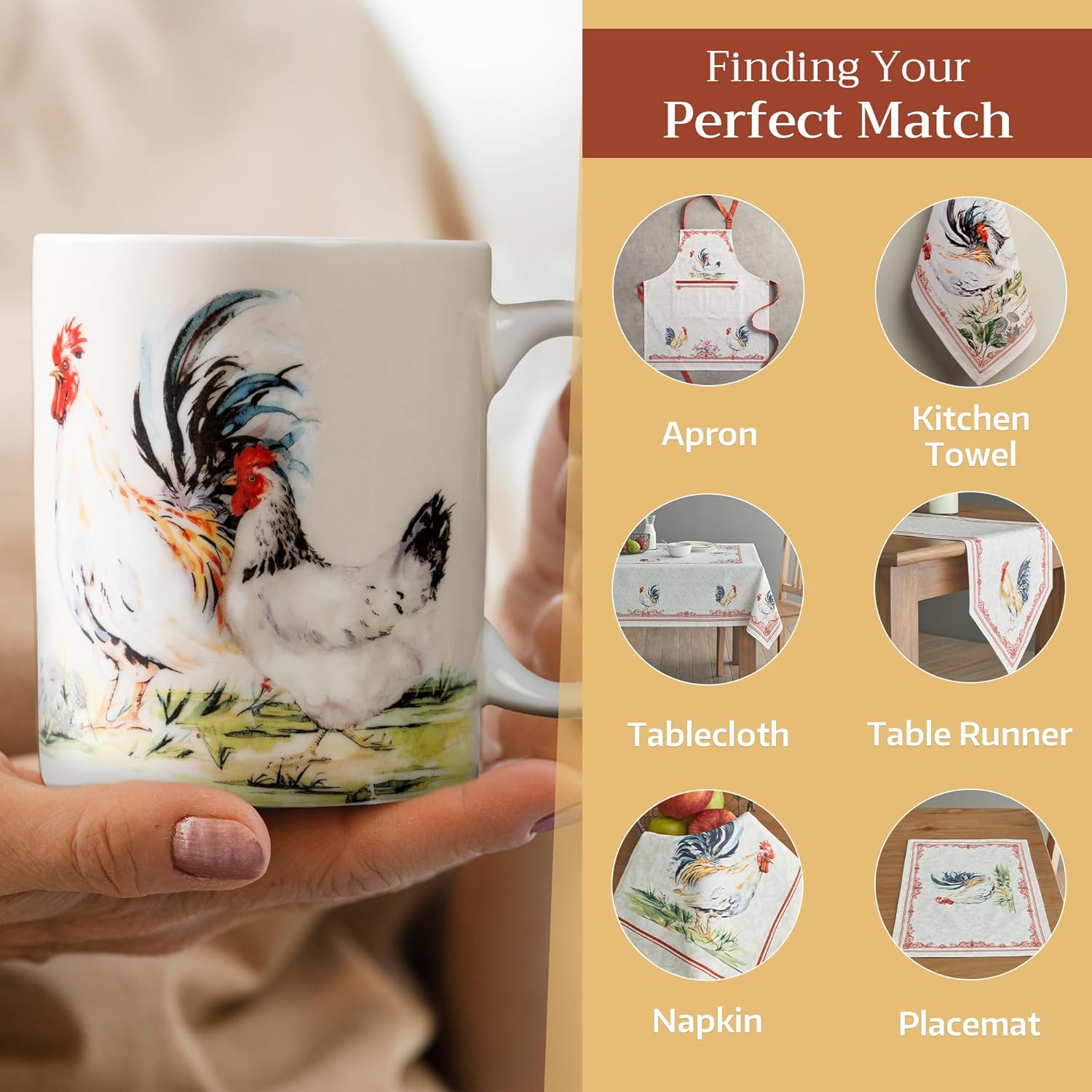 Maison d' Hermine Coffee Mug with Handles Fine Bone China Mugs Pack of Two Tea Cups for Hot Beverages Cappuccino Latte Home Restaurant Office Perfect for Gift (Campagne, 12 Ounce)