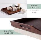 ROSSIE HOME Bamboo Wood Bed Tray, Lap Desk - Set of Two - with Hyacinth Storage Basket - Java - Fits up to 15.6 Inch Laptops - Style No. 70102