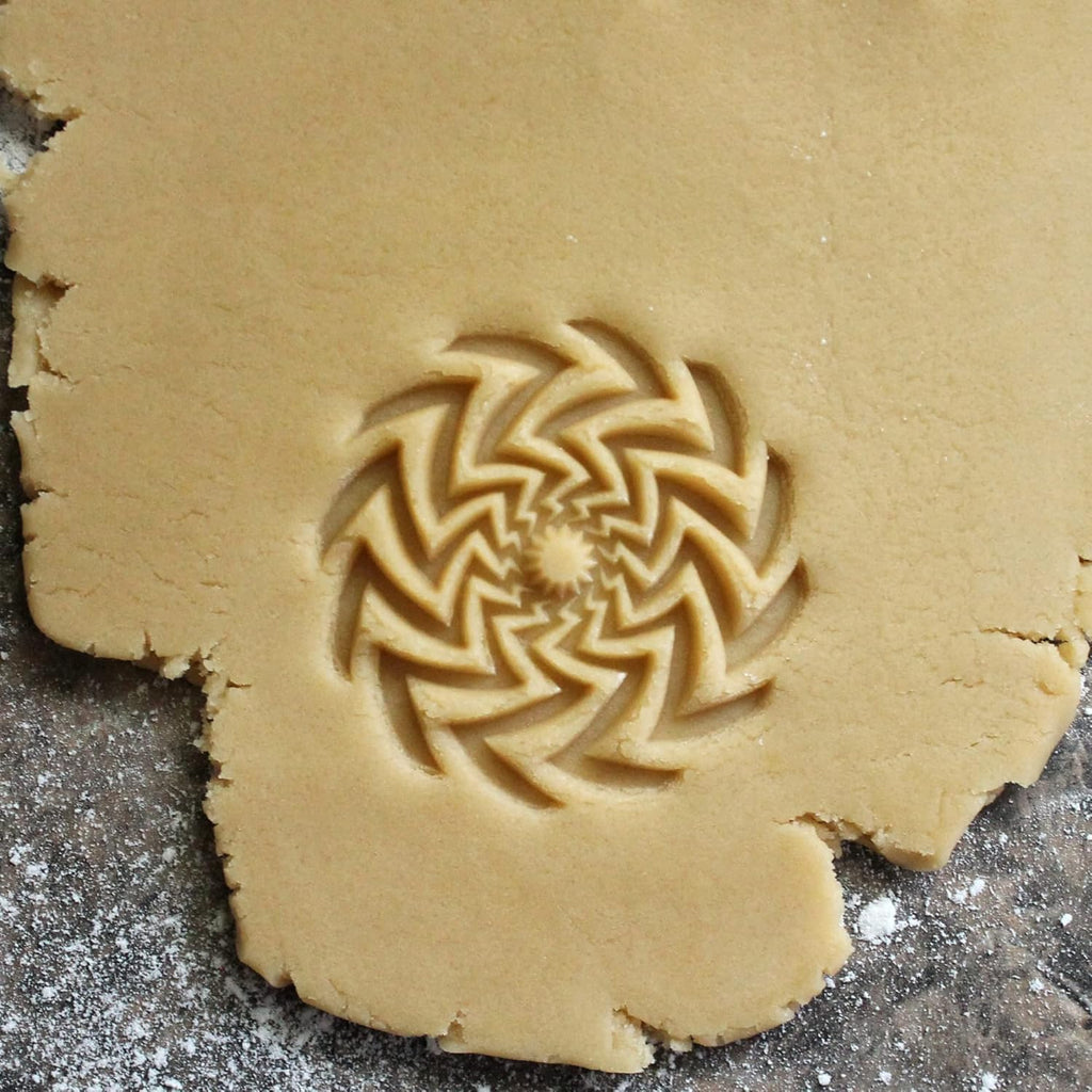 Wood Cookie Stamp, 2.5 Inch (Zigzag Spiral Sun CS-058)