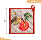 Maison d' Hermine Pot Holders Set 100% Cotton Heat Resistant Potholders 8" x 8" Hot Pads with Loop BBQ, Cooking, Baking, Grilling, Kitchen, Handling Hot Pans (Pack of 2, Potiron)