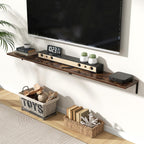 Fun Memories Deep Floating Shelves, 36W x 8D Floating Shelves Set of 2, Wall Mounted Shelf with Metal Brackets, Rustic Wood Wall Shelf for Bathroom, Kitchen and Living Room, Rustic Brown