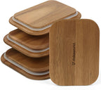 Natural Acacia Lids Set for Food Storage Glass Containers (4pcs) - Lids are compatible with all Glass Food Storage Containers Sets