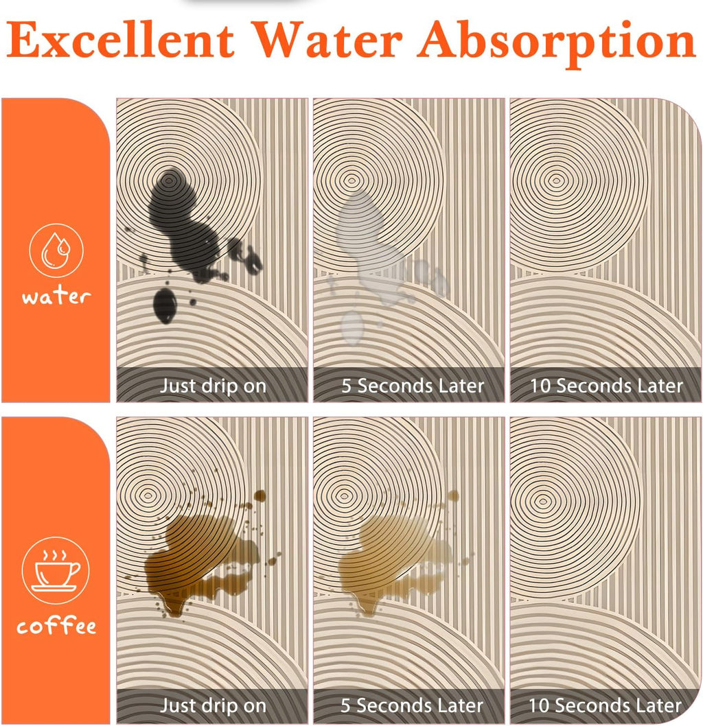 Boho Dish Drying Mat - Bohemian Dish Drying Mat For Kitchen Counter,Coffee Bar Mat,Coffee Maker Mat For Countertops,Dish Rack Drainer Mat,Western kitchen Decor 16x17.5 Inch