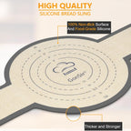 Silicone Bread Sling, Round and Oval Dutch Oven Baking Mat with Upgraded Handles, Non-Stick & Easy Clean Baking Mat to Transfer Sour Dough Easily, 2 Pcs Reusable Bread Mat Set