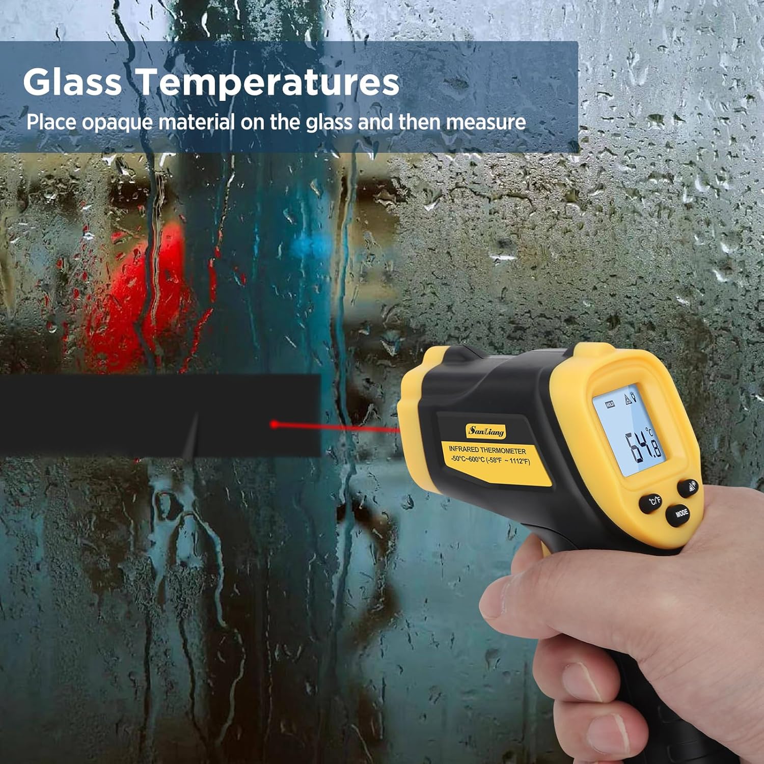 Infrared Thermometer Laser Temperature Gun -58℉ to 1112℉ with Adjustable Emissivity & Max and Min Measure Laser Digital IR Thermometer Gun Temp IR Surface Tool Heat Temp Gun for Cooking.