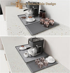 Coffee Bar Mat, Coffee Maker Mat, 24"x16" Silicone Coffee Mat, Spill-Proof, Non-Slip, Heat-Resistant, Fits Under Coffee Maker & Dish Rack (Black, 24"x16")