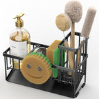 Cisily Sink Caddy With Smiley Face Sponge Holder, 304 Stainless Steel Rustproof(Black)