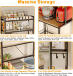 S1 Kitchen Bakers Rack with Power Outlet, Microwave Stand with Storage 5-Tiers, Freestanding Coffee Bar Table with 4 Hooks, Kitchen Storage Shelf 13" D x 22.9" W x 58.3" H, Rustic Brown