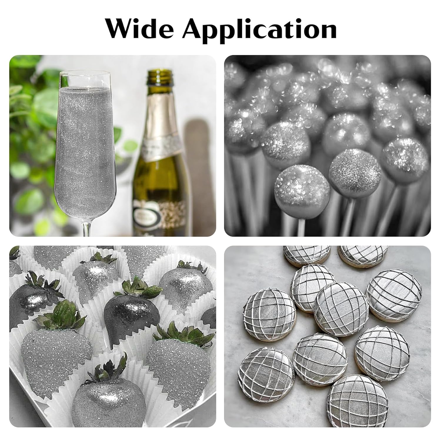 Silver Edible Glitter for Cocktails - 6g Silver Luster Dust Edible Drink Glitter Food Grade Metallic Shimmer Powder Sprinkles for Beverage Chocolate Candy