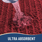 Arotive Luxury Chenille Bathroom Rug Mat, Extra Soft Thick Absorbent Shaggy Bath Rugs, Non-Slip Machine Wash Dry, Plush Bath Mats for Bathroom, Shower and Tub, 24x16, Red