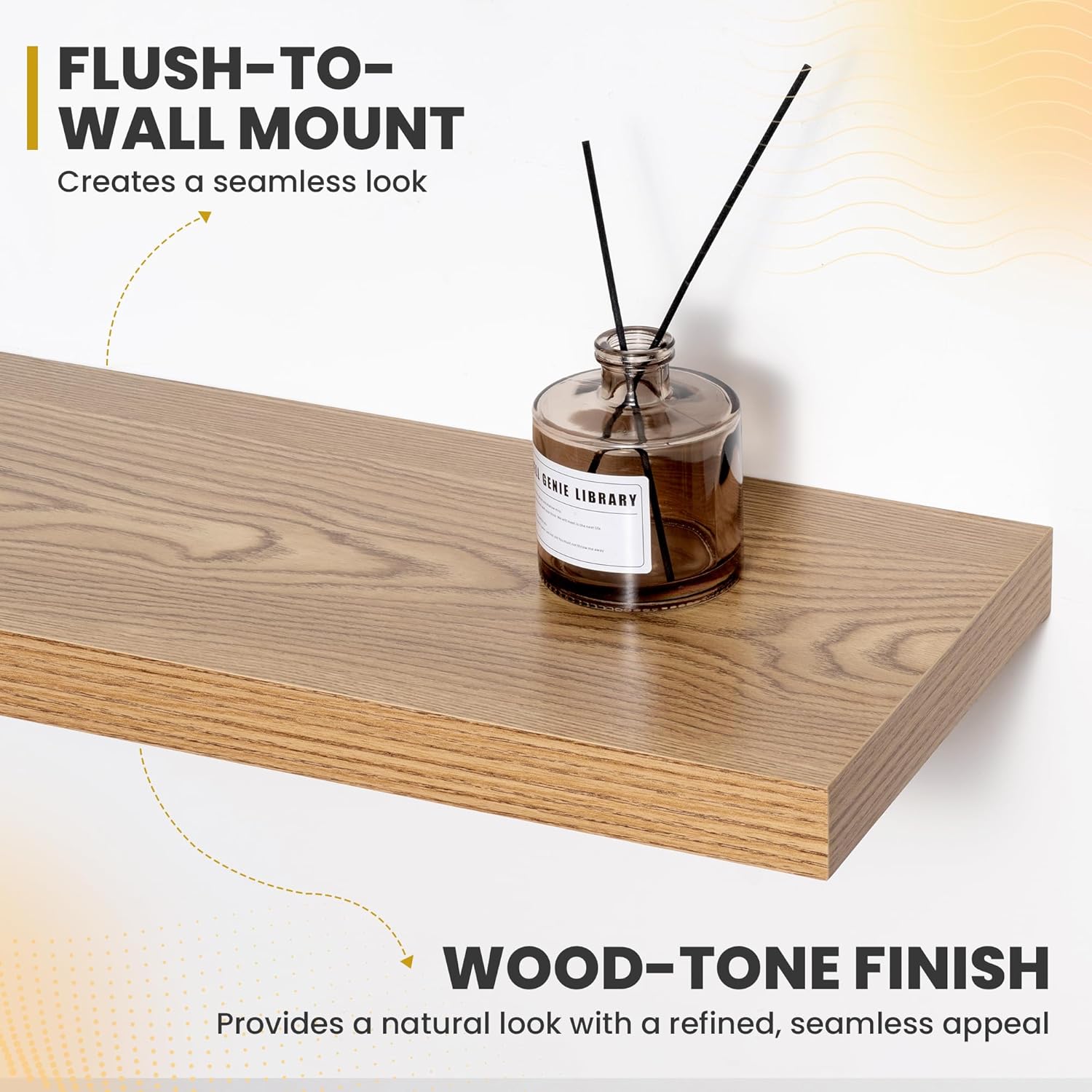 55 Inch Floating Shelves, 9.3" Deep Floating Shelf Wall Mounted, 56" Wall Shelves, Rustic Deep Bookshelf, Large Display Shelves & Storage Shelves for Bedroom, Living Room, Light Brown, Set of 1