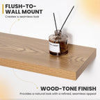 30 Inch Floating Shelves, 9.3" Deep Floating Shelf Wall Mounted, 30" Wall Shelves, Rustic Deep Bookshelf, Large Display Shelves & Storage Shelves for Bedroom, Living Room, Light Brown, Set of 2