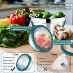 E-far Mixing Bowls Set of 5, Stainless Steel Salad Mixing Bowl with Transparent Lid, Metal Nesting Bowl Attach with 3 Graters for Kitchen Prepping/Serving/Baking/Storage, 4.6/2.6/1.5/1/0.7 QT - Blue