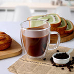 CNGLASS Large Double Wall Glass Coffee Mug 17 oz,Insulated Glass Coffee Cups with Handle,Set of 2