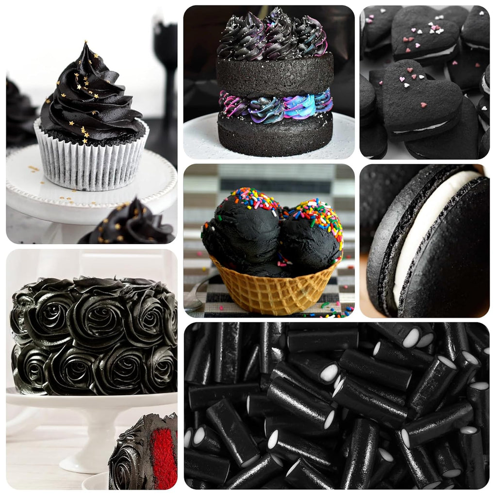 Gel Food Coloring - 4.5oz Vivid Food Coloring Gel for Baking, Cake Decorating, Cookie, Fondant, Macaron - Tasteless Concentrated Edible Food Color Dye for Icing, Slime, Drinks, DIY Crafts (Black)