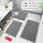 Arotive Luxury Chenille Bathroom Rug Mat, Extra Soft Thick Absorbent Shaggy Bath Rugs, Non-Slip Machine Wash Dry, Plush Bath Mats for Bathroom, Shower and Tub, 47x20, Grey