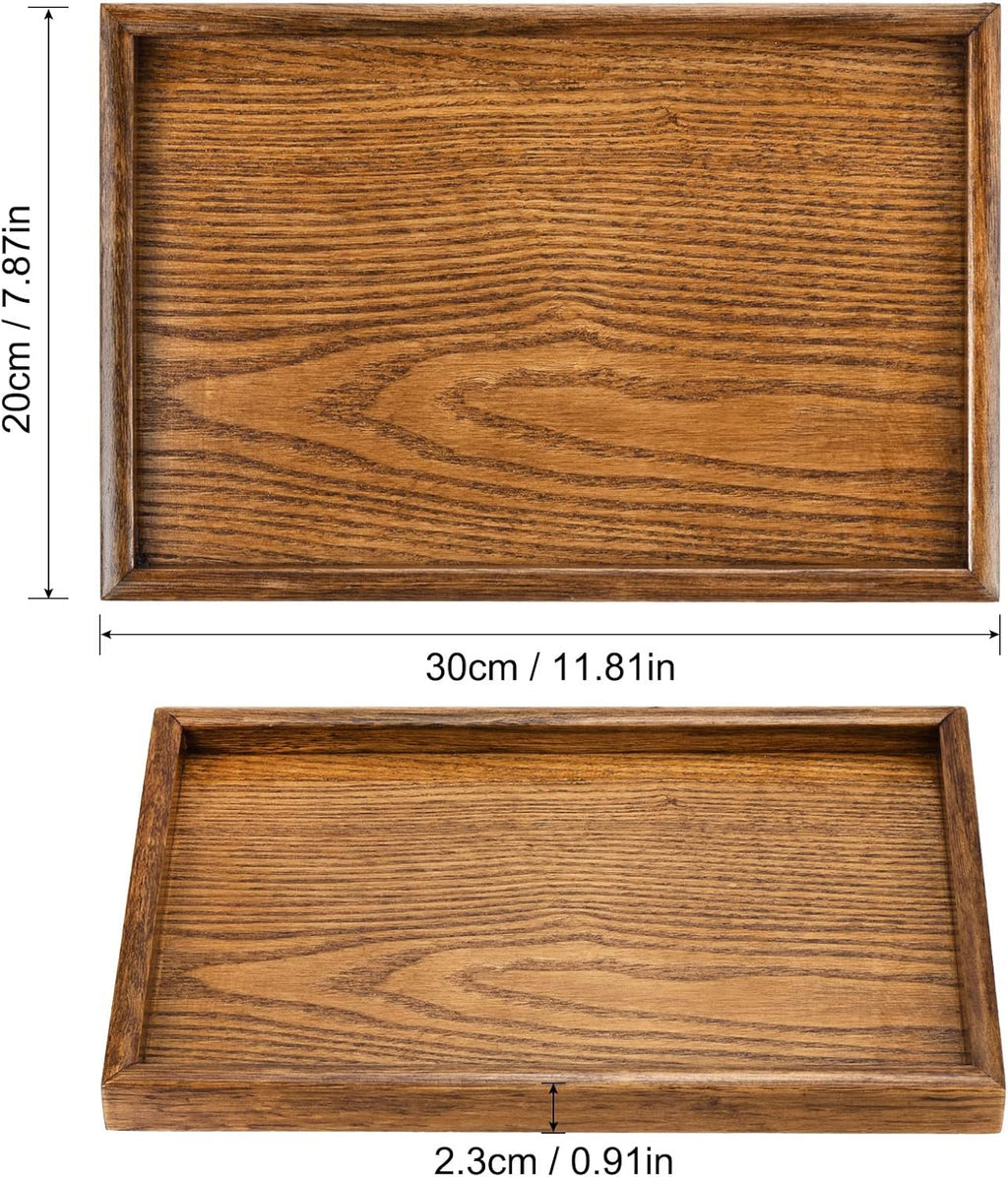 PATIKIL Wood Serving Tray 30x20cm/12x8 Inch Outer Base, Rectangular Decorative Platter for Home Decor Kitchen Table Candle Holder, Brown