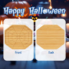 TJ POP Halloween Bamboo Serving Tray - Octagon Spider Web Design Snack Dessert Platter for Candy, Cheese, Natural Wood Appetizer Tray Charcuterie Board for Party, Home Decor & Food Display (10” x 9”)